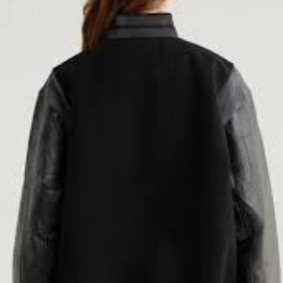 NIKE Sportswear Destroyer Leather & Wool Blend Varisty Bomber Jacket Size S NWT - Picture 9 of 16